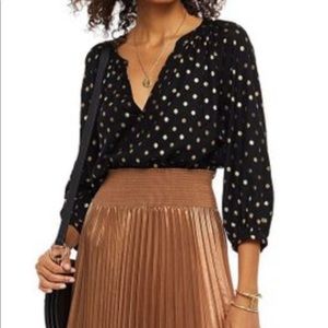 Maisee Gathered Polka Dot Gauze Blouse NWOT